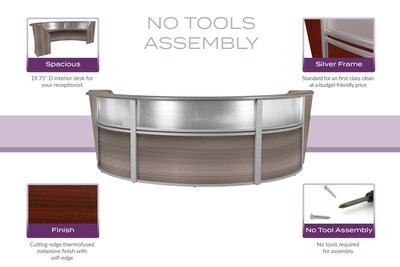 Regency Marque 144"W Curved Reception Desk Workstation, Driftwood Gray (77313GY)