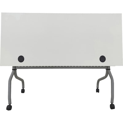Lorell 48"W x 23.6"D Foldable Flip Top Training Table, Melamine, With Wheels, White (LLR60745)