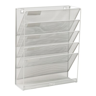 Mind Reader 5-Pocket Metal Mesh Mountable Wall File, Letter Size, White (MAGSTACK-WHT)