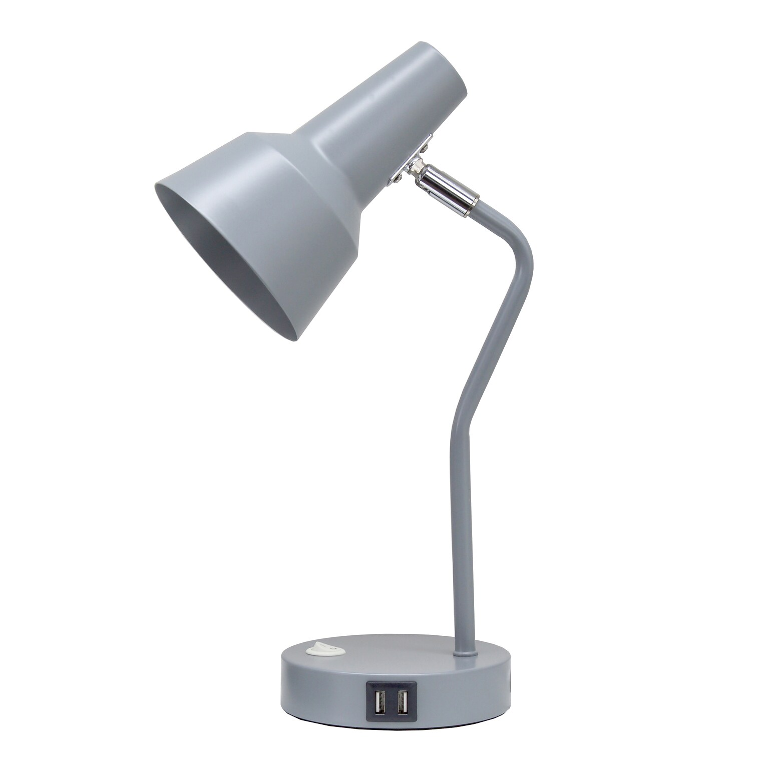 Simple Designs Sleek Essentials LED Desk Lamp, 15.2, with USB Ports, Gray (LD1072-GRY)