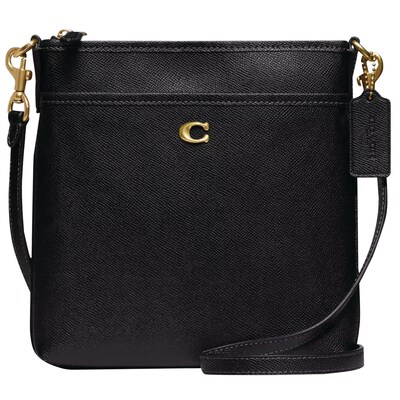 Coach New York Cross Grain Leather Kit Crossbody - Black / Brass
