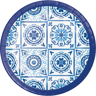 Creative Converting Blue Willow Paper Plates, Blue/White, 32/Pack (DTC365098BPLT)