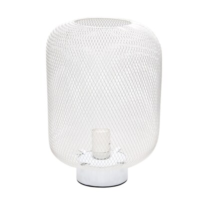 Simple Designs White Metal Mesh Industrial Table Lamp (LT1072-WHT)