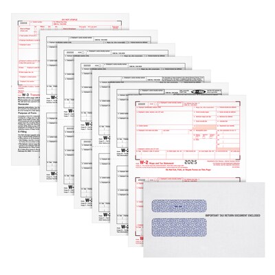 Adams Employees Copies Cut Sheet 2026 W-2 Tax Form, 6-Part, Copy A, B, C, D, 1, 2, 100/Pack (LW26KIT-S)