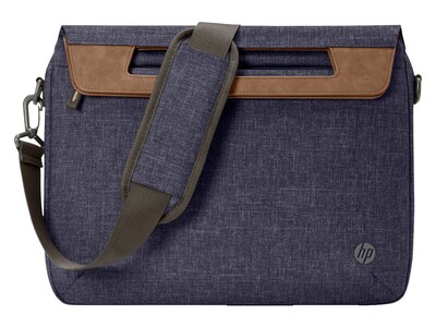 HP Renew Laptop Slim Briefcase, Heather Blue/Brown Fabric/Faux Leather (1A215AA#ABL)