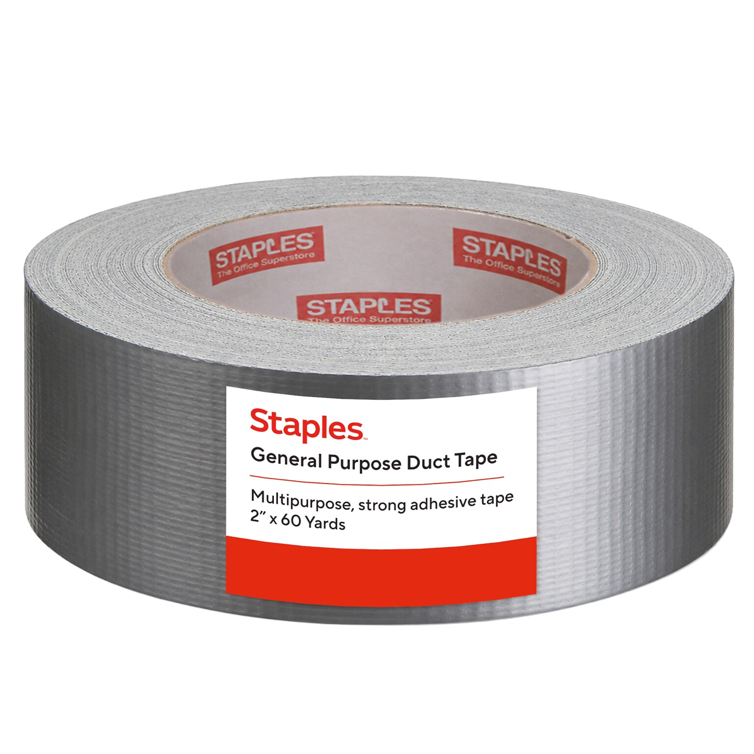 Staples General Purpose Duct Tape, 2” x 60 Yards, Silver, Multi-Use Strong Adhesive Tape