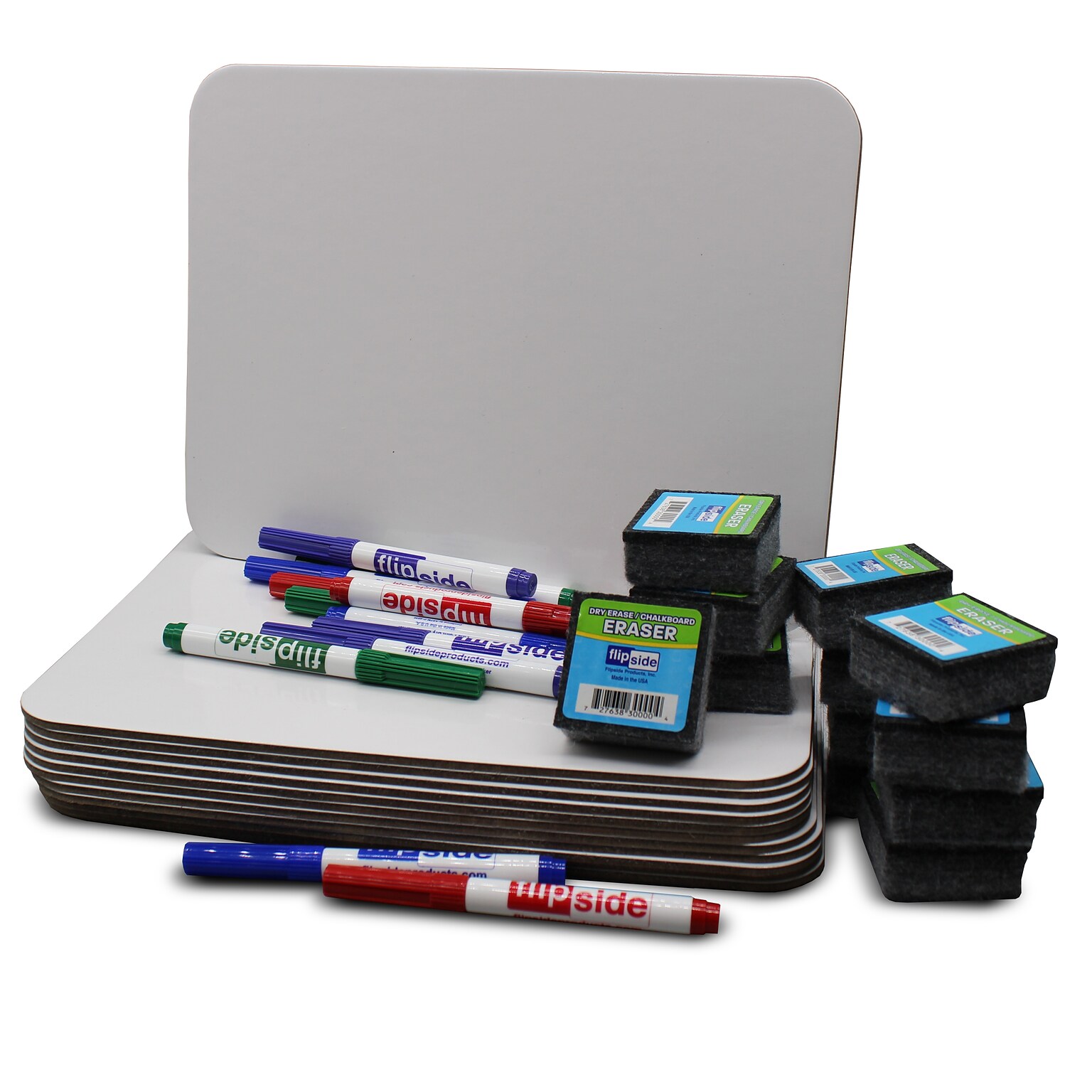 Flipside Magnetic Dry-Erase Whiteboard Set, 9 x 12, 12/Pack (31004)