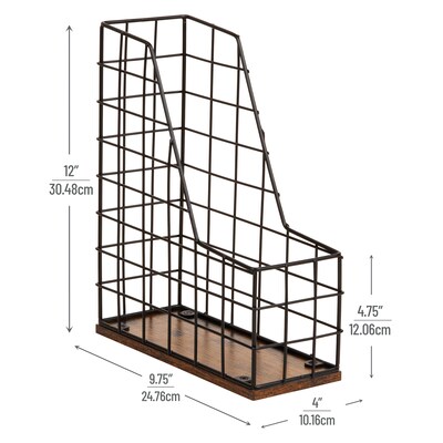Mind Reader 1-Compartment Wood/Metal File Organizer, Black, 2/Pack (JMWIRE-BLK)