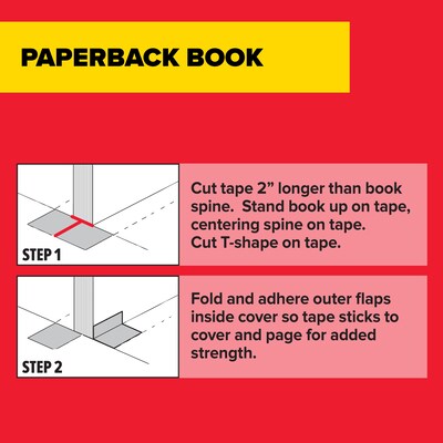 Scotch Book Tape 1.5" x 15 yds., Transparent, 8/Pack (845-VP)