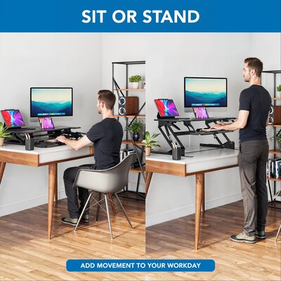 Mount-It! 38W Manual Rectangular Adjustable Standing Desk Converter, Black (MI-15009)