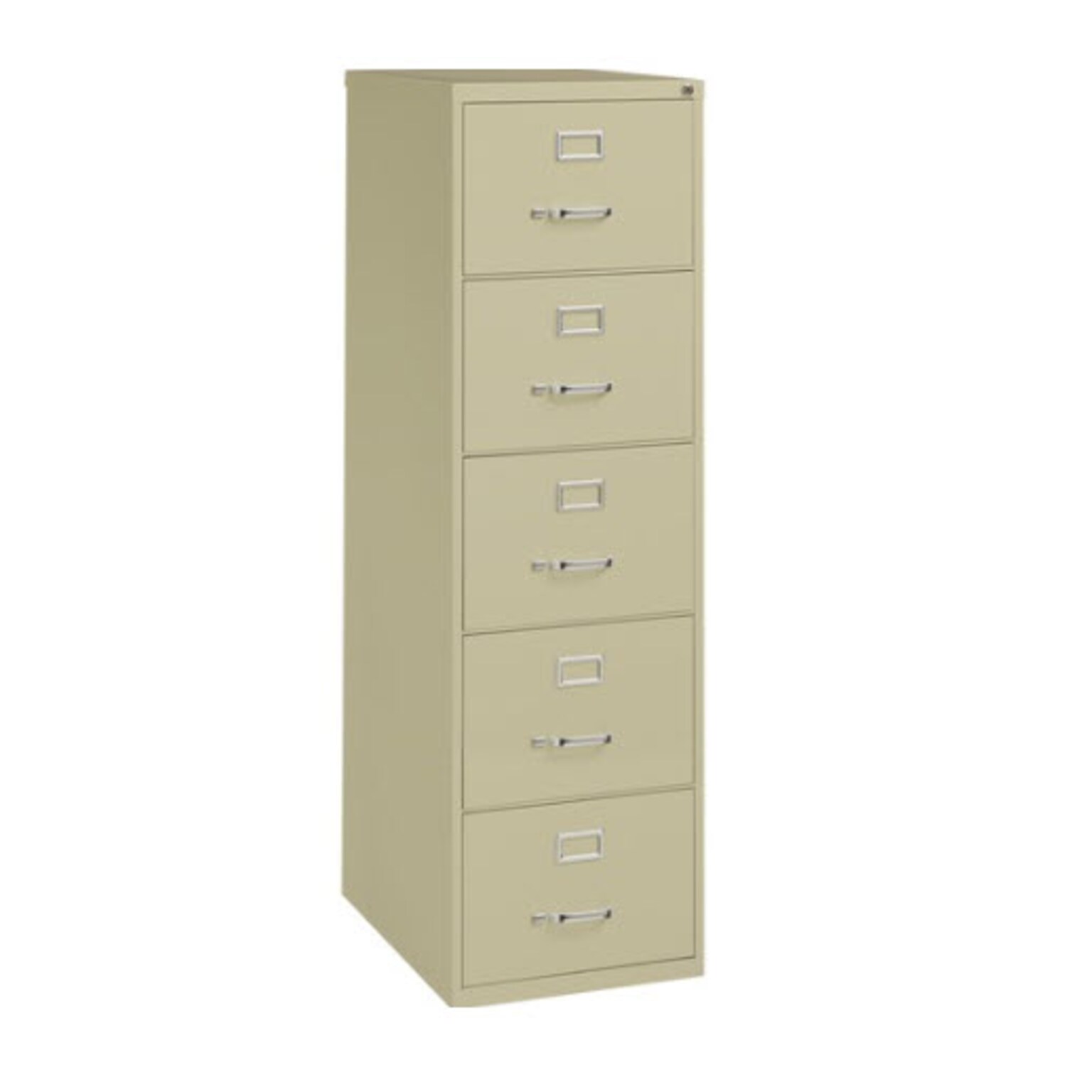 Lorell Fortress Series 5-Drawer Vertical File Cabinet, 18W x 26.5D x 61H, Putty (LLR48500)