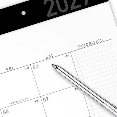 2027 AT-A-GLANCE Contemporary 21.75" x 17" Monthly Desk Pad Calendar, White/Black (SK24X-00-27)