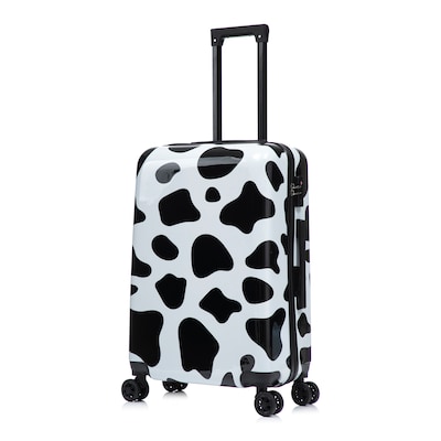 InUSA Prints 24 Hardside Suitcase, 4-Wheeled Spinner, TSA Checkpoint Friendly, Cow Animal Print (IUAPC00M-COW)