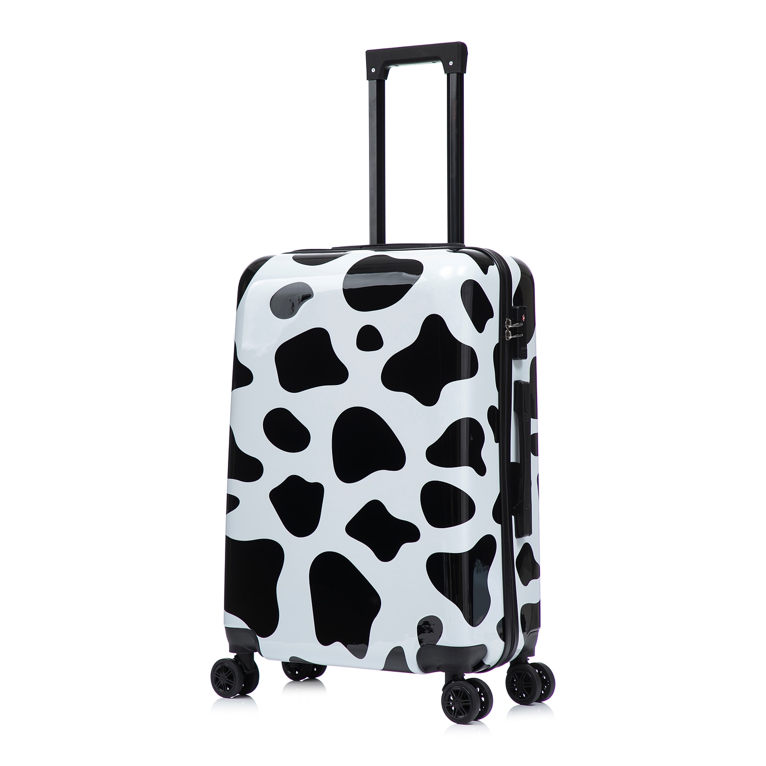 InUSA Prints 24 Hardside Suitcase, 4-Wheeled Spinner, TSA Checkpoint Friendly, Cow Animal Print (IUAPC00M-COW)