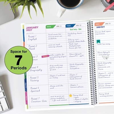 2026-2027 Excello Brands 8.5" x 11" Academic Weekly & Monthly Teacher Planner, Paperboard Cover, Pastel Peacock (TP-AY26-0061)