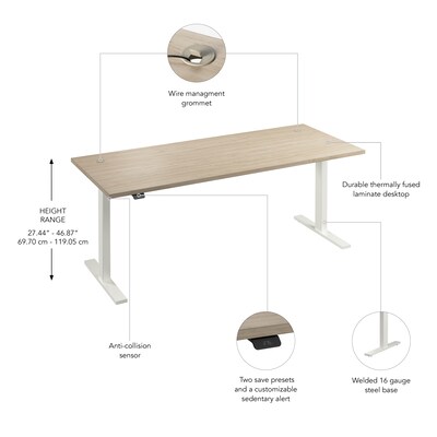 Bush Business Furniture Move 60 Series 72"W Electric Adjustable Standing Desk, Natural Elm (M6S7230NEWK)