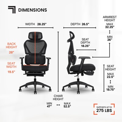 Sharper Image S-850 Heated Ergonomic Mesh Swivel Executive Massage Chair, Black (60106-BLK)
