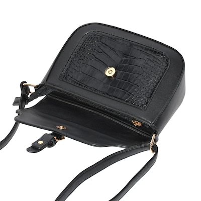 Nicci Cross-Body Bag with Buckle, Black (CBM2304450-BLK)