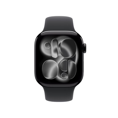 Apple Watch Series 11 GPS Smartwatch, 42mm, Jet Black Aluminum Case with Black Sport Band, Medium/Large (MEQU4LW/A)