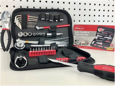 Apollo Tools Metric Auto Tool Set, 56-Piece, Black/Red (DT9775)