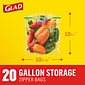 Glad Zipper Storage Bags, Gallon, 20 Bags/Box, 12 Boxes/Carton (55050)