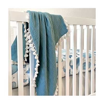 Crane Baby Caspian Crib Fitted Sheet, Whale (BC-130CFS-1)