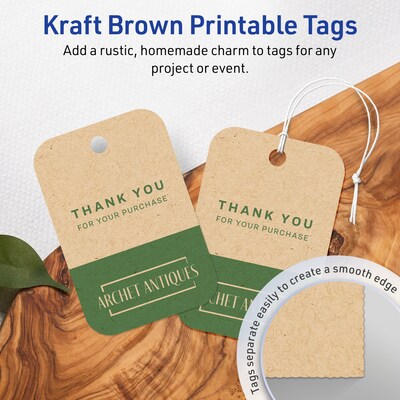Avery 2 x 3  Blank Price & Merchandise Tags, Kraft Brown, 200/Carton (95317-KMT25)
