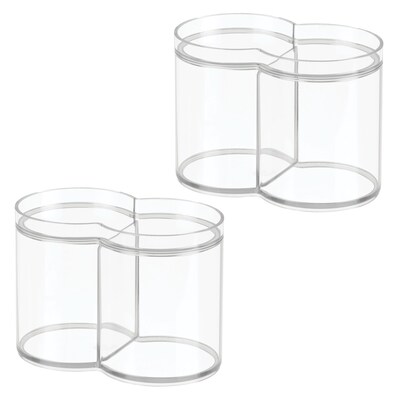 iDESIGN Stackable Plastic Dual Canister with Lid, Clear, 2/Pack (28209M2)