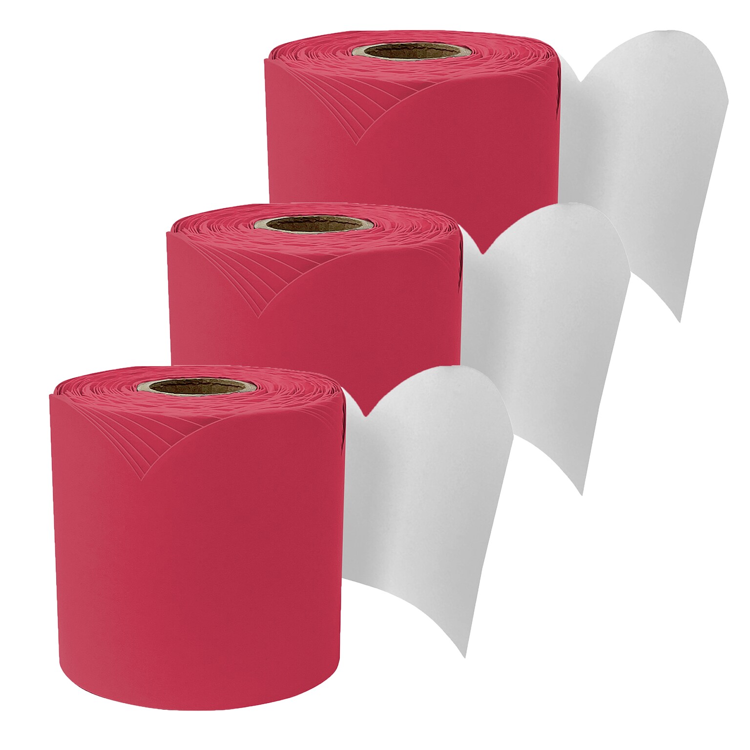 Carson Dellosa Education Rolled Scalloped Bulletin Board Border, 3 x 65, Berry Red, 3/Bundle (CD-108527-3)