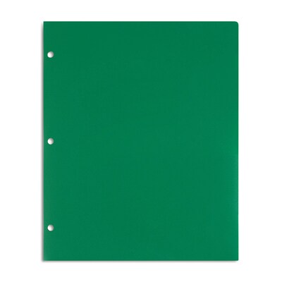 Staples 3-Hole Punched 2-Pocket Plastic Portfolio Folder, Green (ST52806-CC)