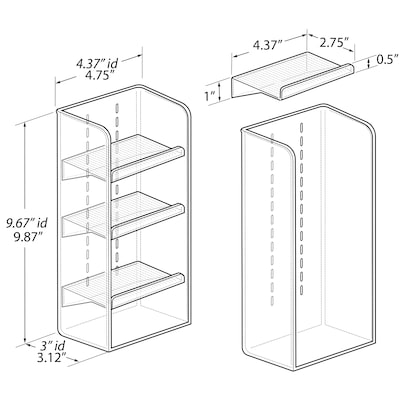 Azar Extra Small Plastic Three Tier Organizer, 9.87 x 4.75x 3.12, Clear (556764)