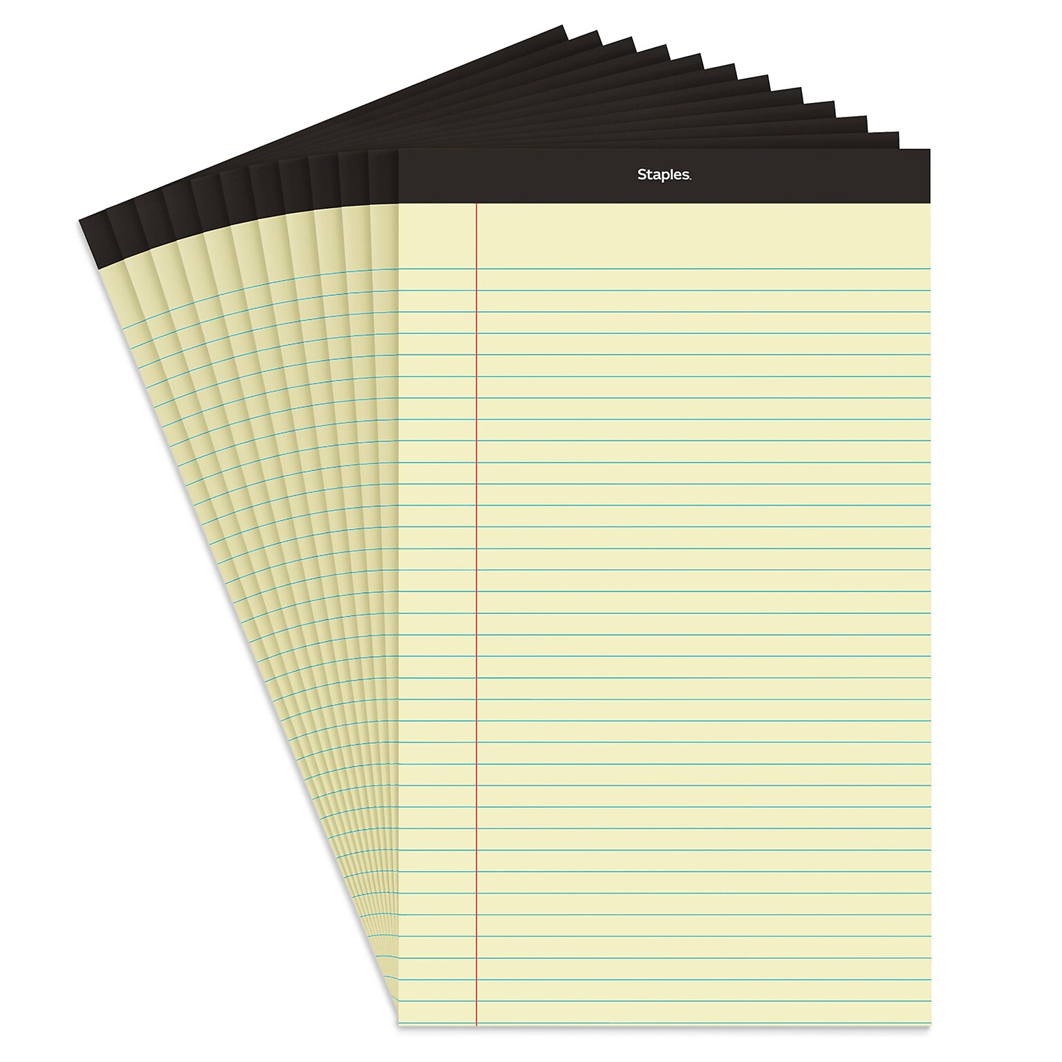 Staples Notepad, 8.5 x 14, Wide Ruled, Canary, 50 Sheets/Pad, Dozen Pads/Pack (ST57301)