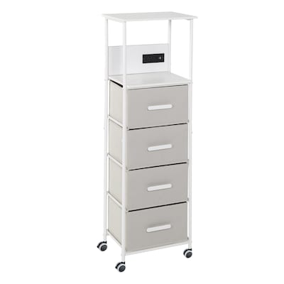 Honey-Can-Do 2-Shelf Mobile Dorm Cart with Lockable Wheels, White (CRT-10000)