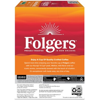 Folgers Breakfast Blend Coffee, Light Roast, 0.24 oz. Keurig® K-Cup® Pods, 24/Box (000370677/6684)