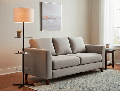 Adesso Imogen 67"H Black Floor Lamp with Linen Textured Fabric Shade (3189-01)