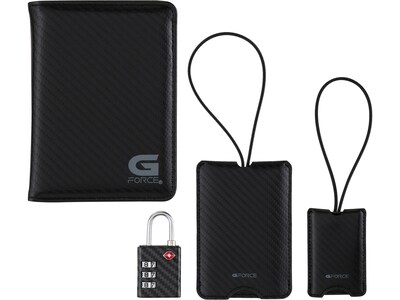 G Force XPLORER RFID Passport Holder, Carbon Black, 4/Set (26719-CARBON)