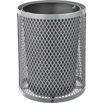 Global Industrial Outdoor Diamond Steel Trash Can w/ Dome Lid, 36 Gallon, Gray (261948GY)