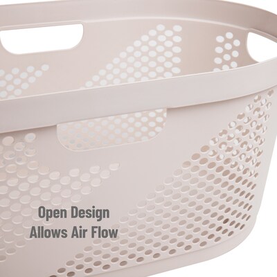 Mind Reader 10.57-Gallon Laundry Basket with Handles, Plastic, Ivory (HHAMP40-IVO)