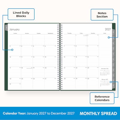 2027 Blue Sky 8.5" x 11" Weekly & Monthly Planner, Green (162469)