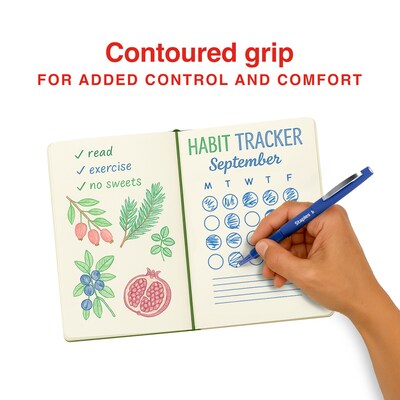 Staples Inspire Felt Tip Pen, Medium Point, 0.7mm, Blue Ink, Dozen (ST63327)