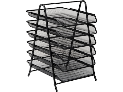 Mind Reader 6-Tier Stackable Paper Desk Tray Organizer, Metal, Black (6TPAPER-BLK)