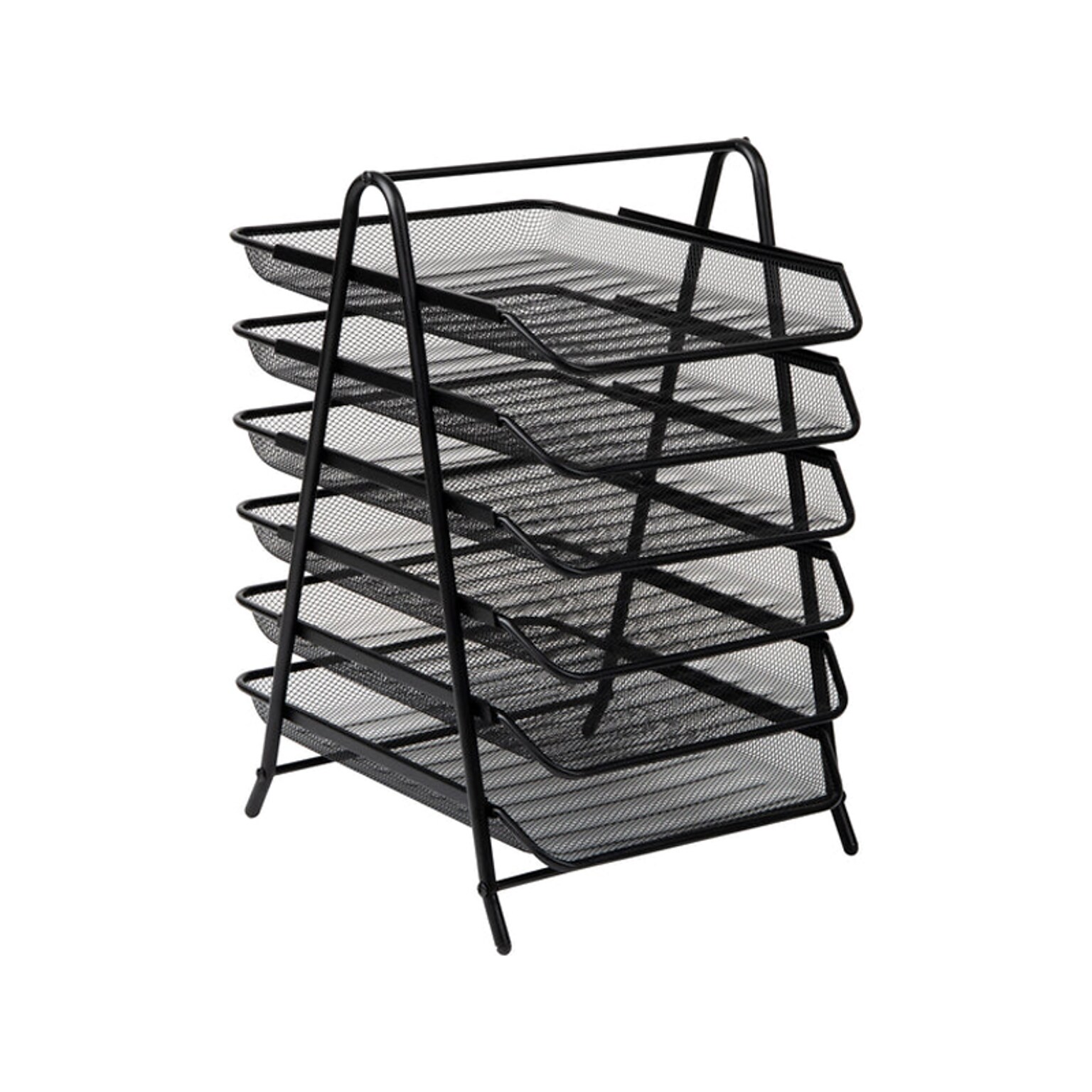 Mind Reader 6-Tier Stackable Paper Desk Tray Organizer, Metal, Black (6TPAPER-BLK)