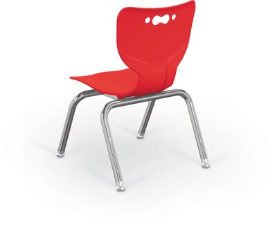 MooreCo 12" Hierarchy Student Chair with 4 Legs, Red/Chrome Base (703673595353)