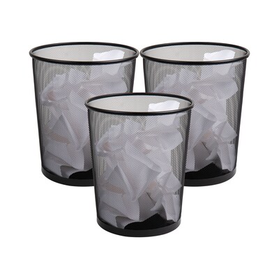 Mind Reader Metal Mesh Trash Can Without Lid, 4.5 Gallon, Black, 3/Pack (3CGARB-BLK)