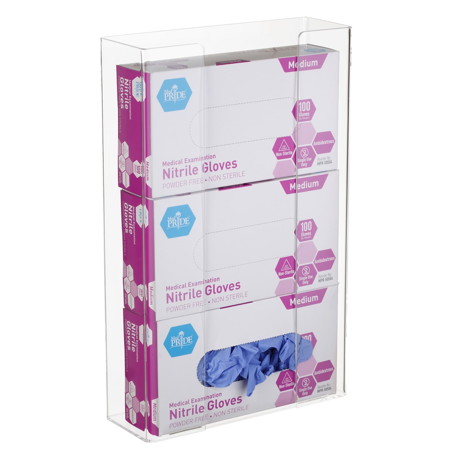 Viva Comfort Triple Glove Dispenser, Clear (ADI902-03-MK)