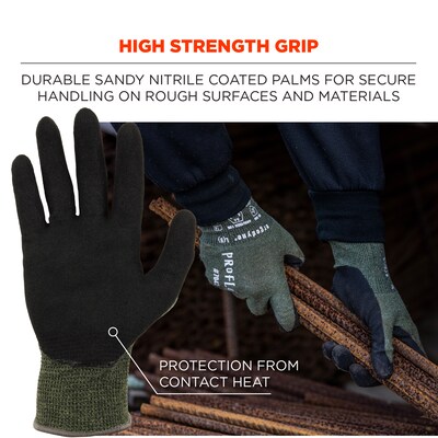 Ergodyne ProFlex 7042 Nitrile Coated Cut-Resistant Gloves, ANSI A4, Heat Resistant, Green, Small, 1 Pair (10342)