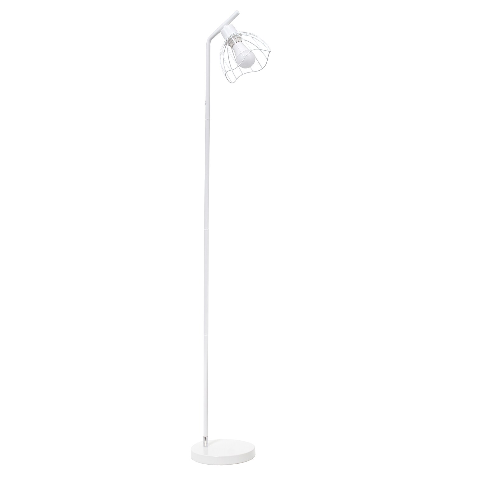 Simple Designs Sleek Essentials 54.5 Metal Floor Lamp with Wire Cage Shade, White (LF1050-WHT)