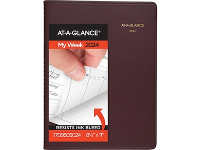 2024 AT-A-GLANCE 8.25" x 11" Weekly Appointment Book, Winestone (70-950-50-24)