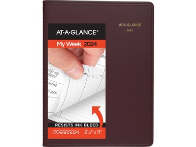 2024 AT-A-GLANCE 8.25" x 11" Weekly Appointment Book, Winestone (70-950-50-24)