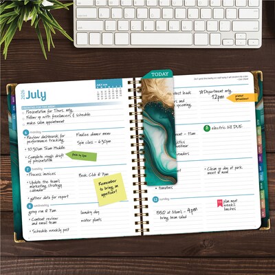 2026-2027 Excello Brands 8.5 x 11 Academic Weekly & Monthly Planner, Paperboard Cover, Teal Gold Marble (FSHN-AY26-8511-54)